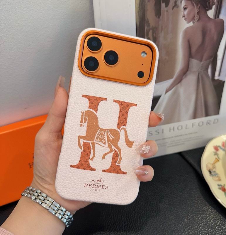 Hermes Leather Finish Phone Case for iPhone 17-17 Pro Max