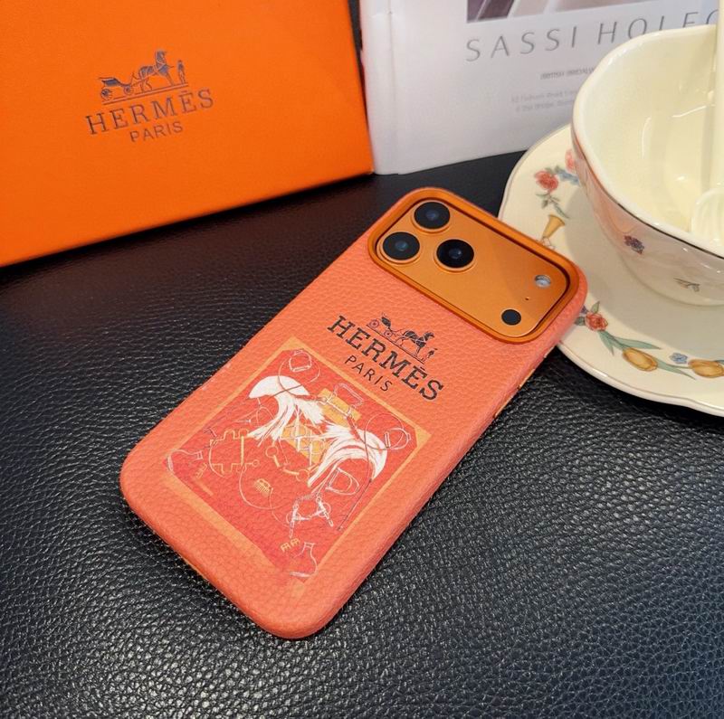 Hermes Leather Finish Phone Case for iPhone 17-17 Pro Max