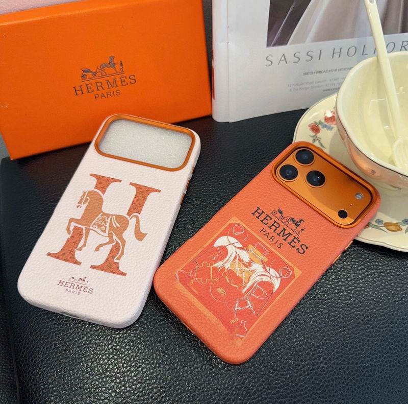 Hermes Leather Finish Phone Case for iPhone 17-17 Pro Max