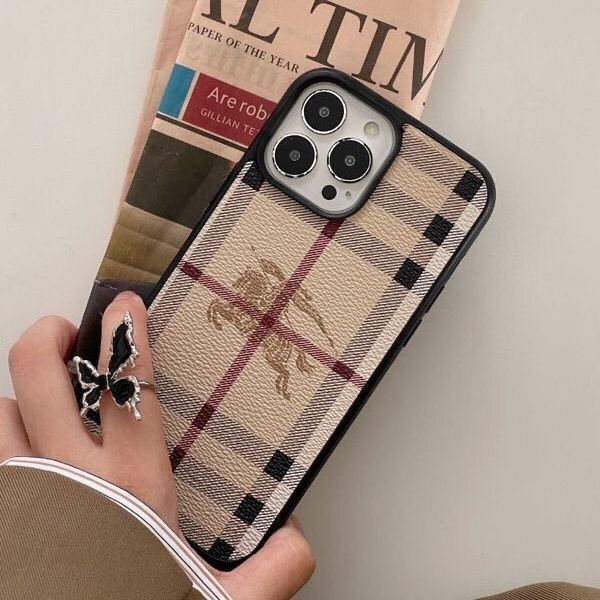 Burberry Style Card Slot Phone Case For iPhone 12-16 Pro Max