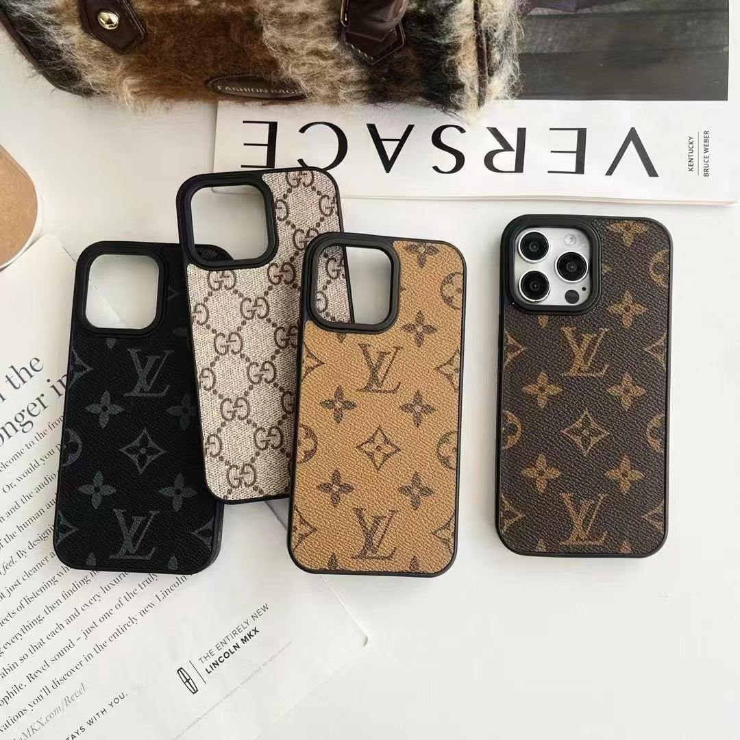 LV Style Phone Case With Card Slot For iPhone 12-16 Pro Max