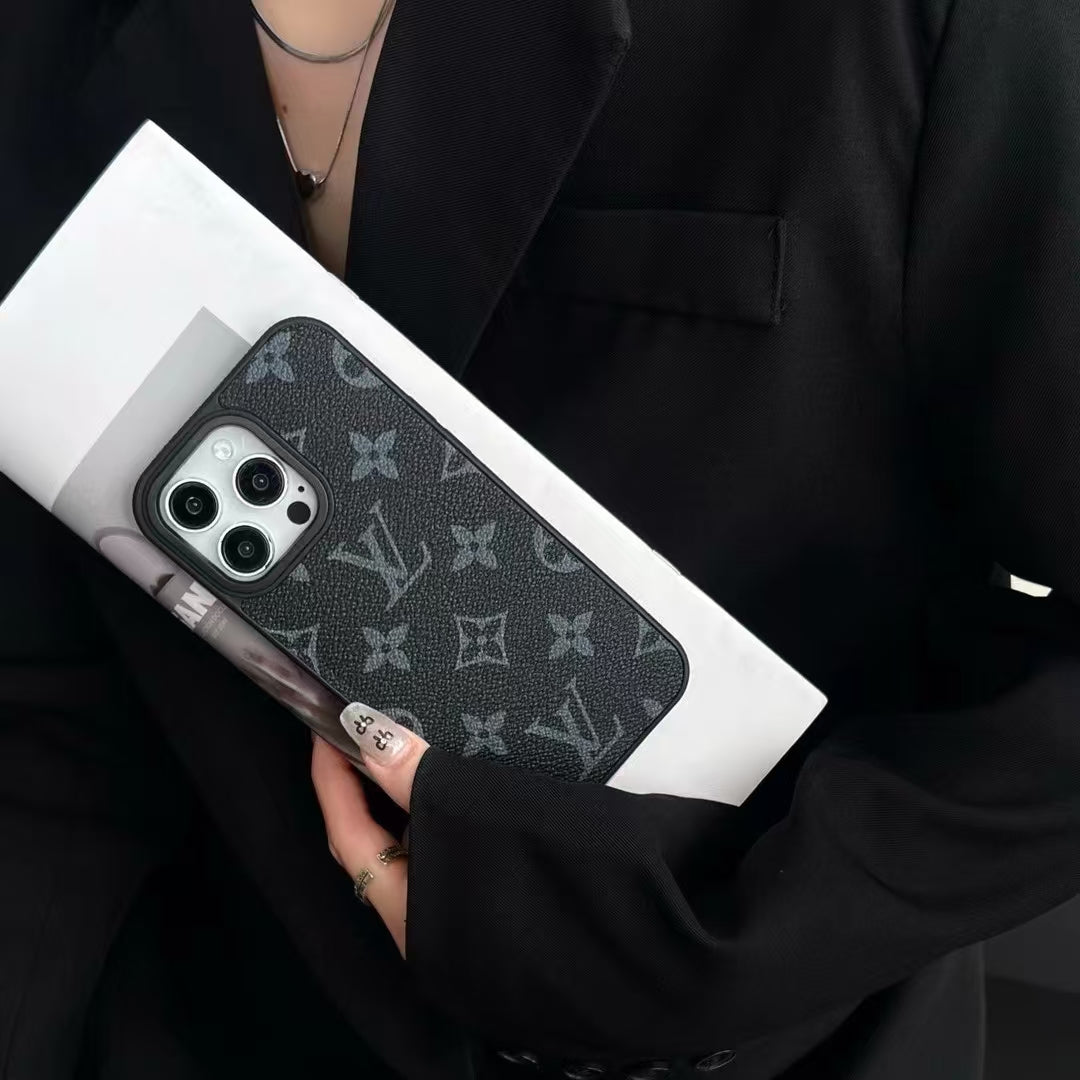 LV Style Phone Case With Card Slot For iPhone 12-16 Pro Max