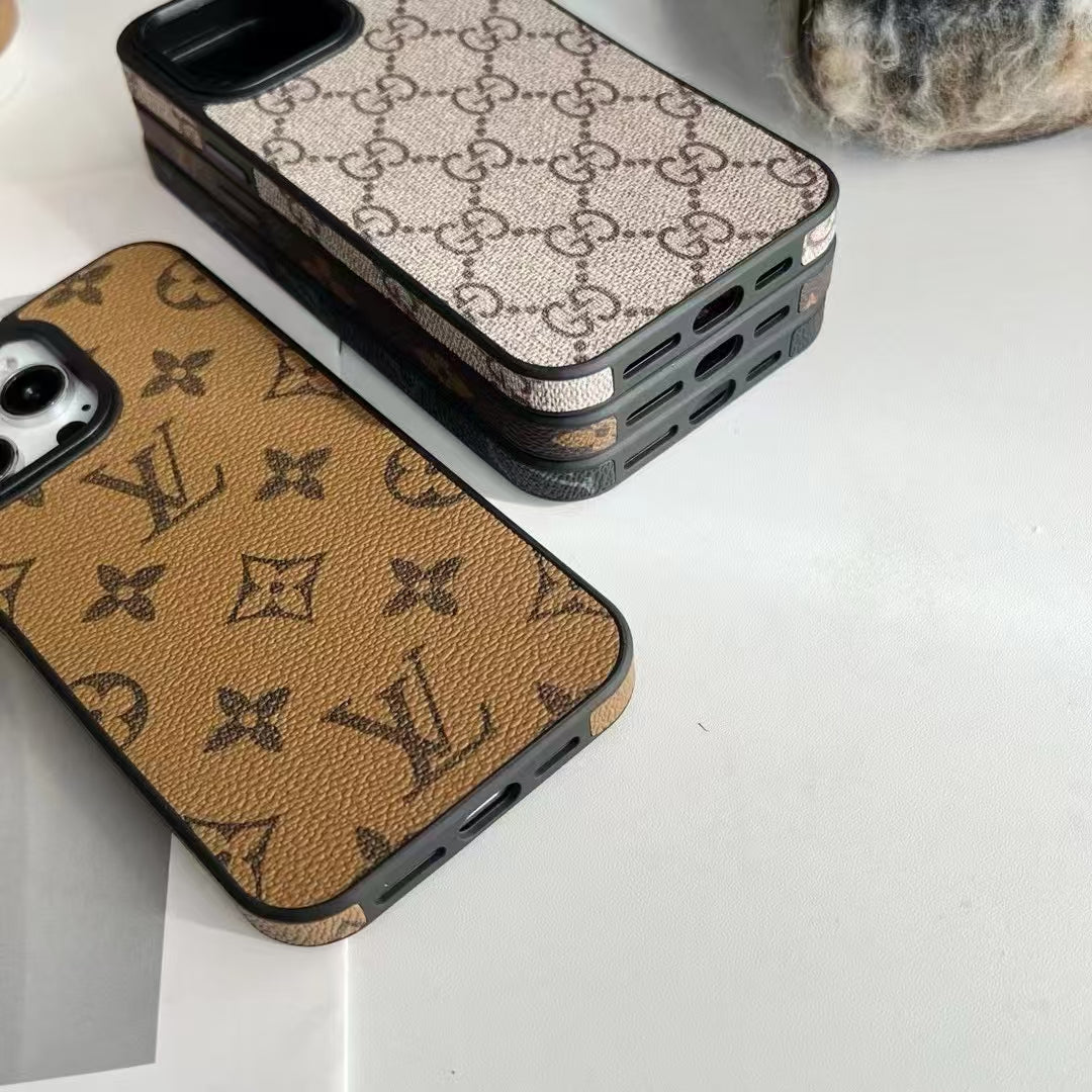 LV Style Phone Case With Card Slot For iPhone 12-16 Pro Max