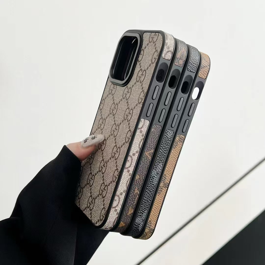 LV Style Phone Case With Card Slot For iPhone 12-16 Pro Max