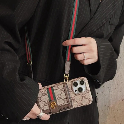 GG Card Bag Crossbody iPhone Case For iPhone 14-17 Pro Max