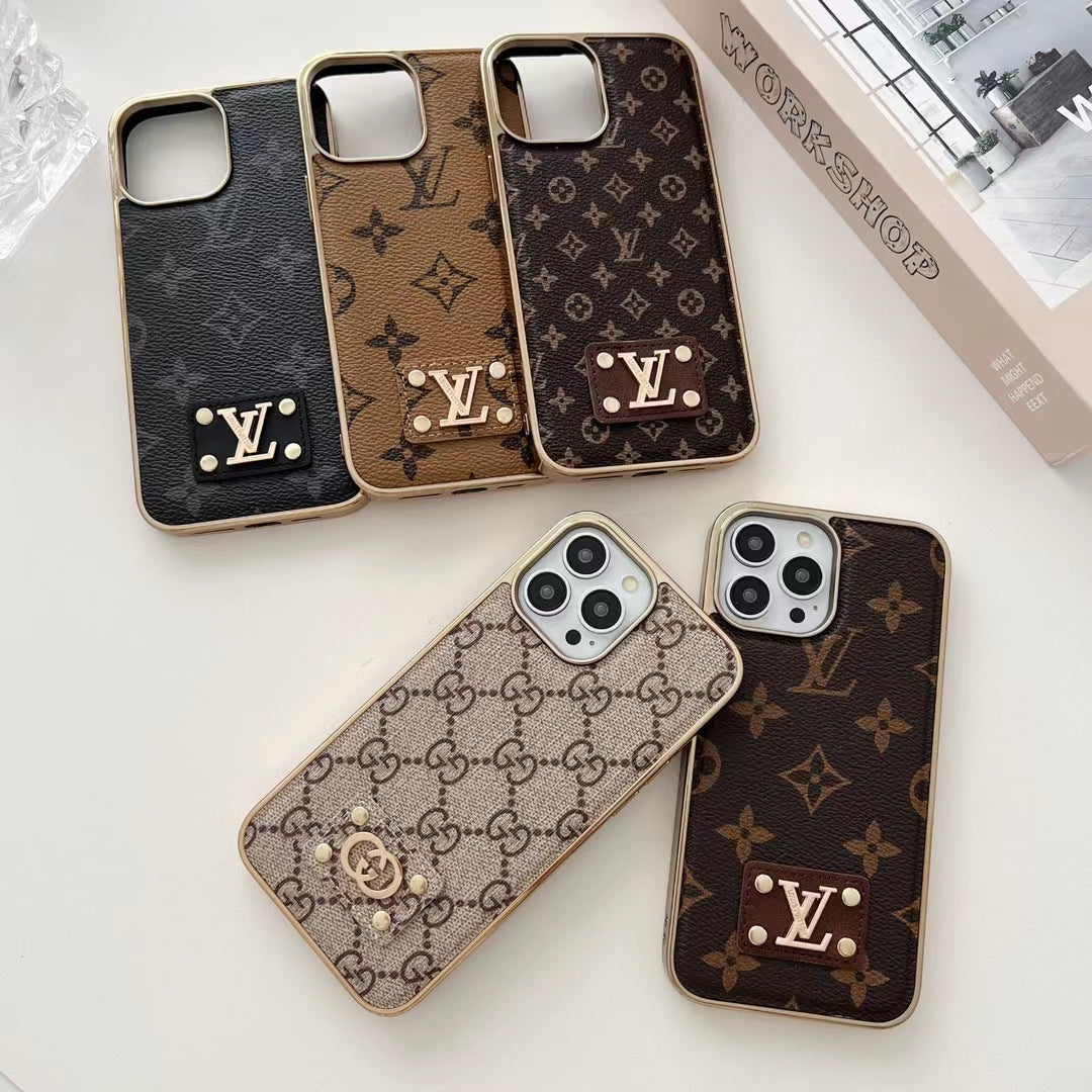 Louis Vuitton Style PU Leather Phone Case For iPhone 12-16 Pro Max