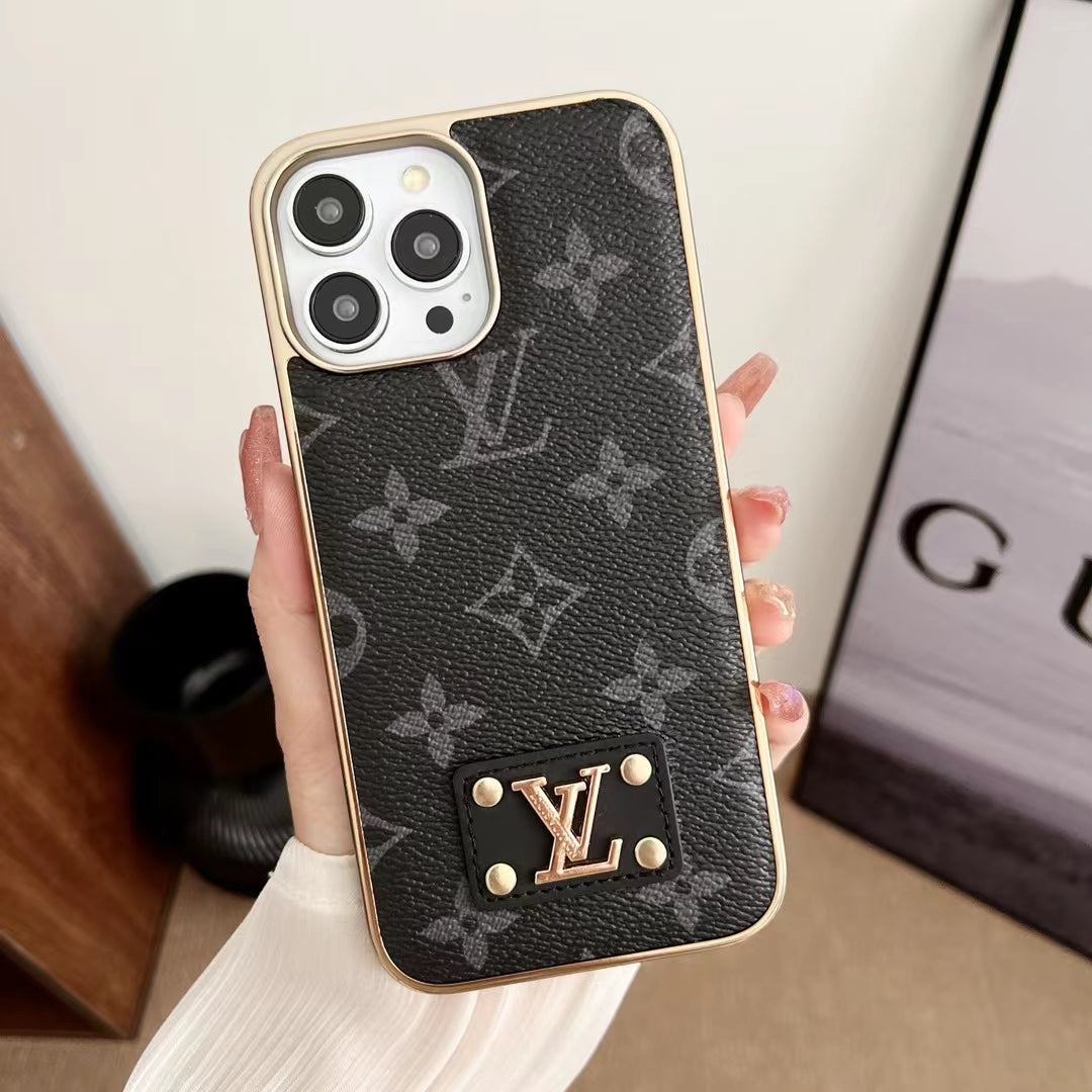 Louis Vuitton Style PU Leather Phone Case For iPhone 12-16 Pro Max
