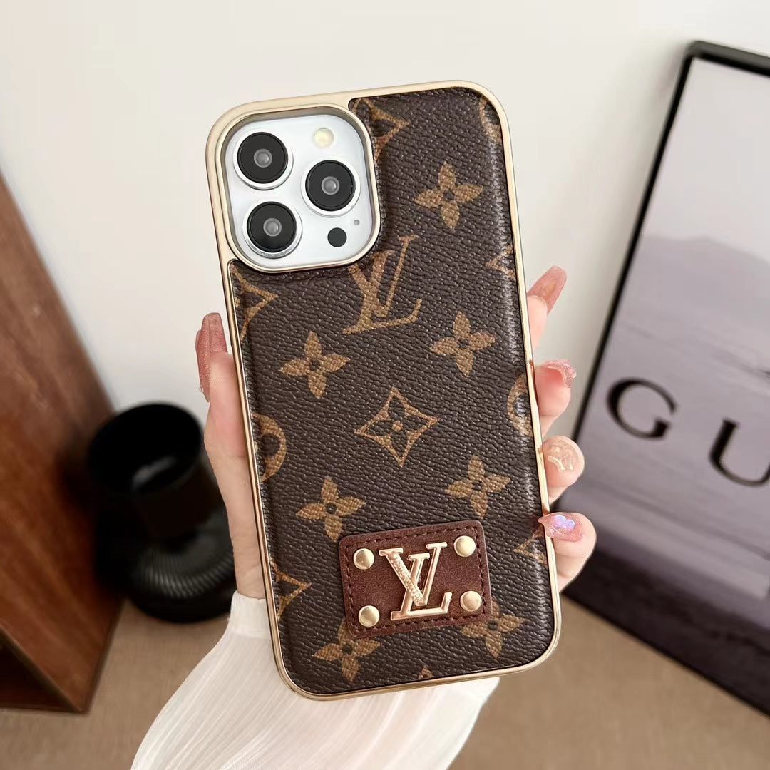 Louis Vuitton Style PU Leather Phone Case For iPhone 12-16 Pro Max
