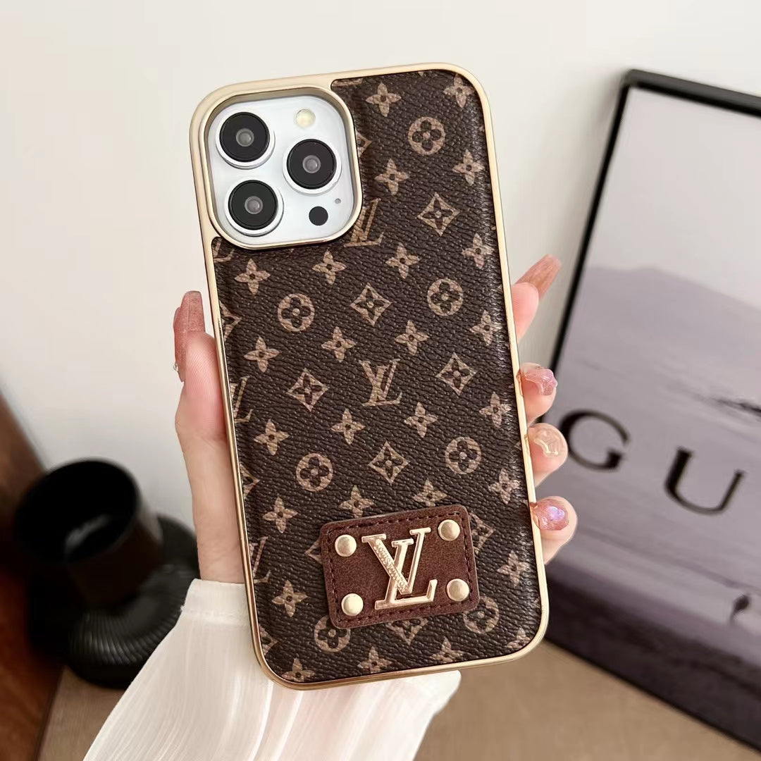 Louis Vuitton Style PU Leather Phone Case For iPhone 12-16 Pro Max