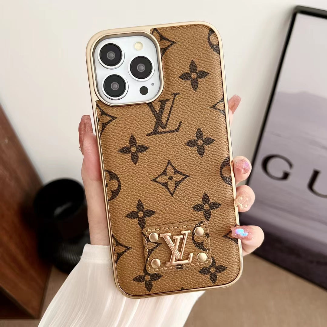 Louis Vuitton Style PU Leather Phone Case For iPhone 12-16 Pro Max