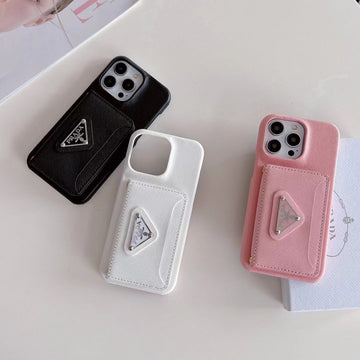 Prada Leather Wallet Case with Card Holder for iPhone 16 Pro Max